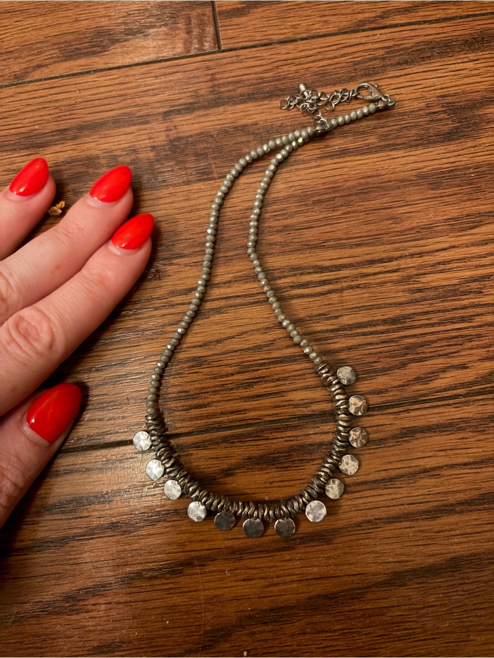 Sterling Silver Disc Bead Necklace - Silver